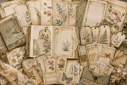 Lureloamps Vintage Botanical Junk Journal Kit – Printable Ephemera & Journal Pages Digital Download