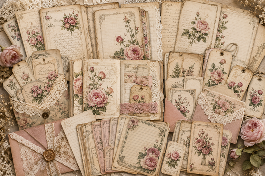 Lureloamps Victorian Rose Garden Junk Journal Kit – Printable Vintage Papers & Ephemera Digital Download