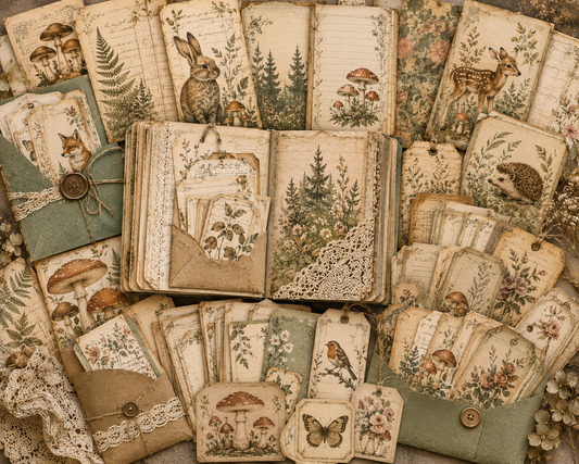 Lureloamps Cottagecore Forest Friends Junk Journal Kit – Printable Woodland Ephemera Digital Download